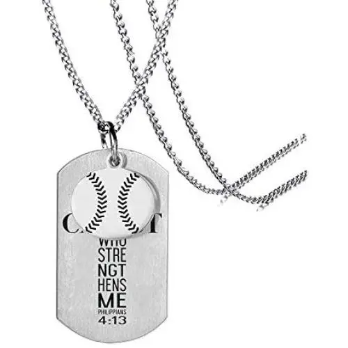 MIAOGIFT PrayerChrist who Strengthens Phil 4:13 Pendant Christian Gift for Girls Boys Teens I can do All Things Through Bible Verse Stainless Steel Pendant Religion Necklace