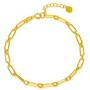 Solid 18k Gold Paper Clip Link Chain Bracelet for Women, Real 18 Carat Gold Minimalist Jewerly Gifts for Her, (3MM, 6.5-7.5 Inch)