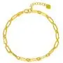 Solid 18k Gold Paper Clip Link Chain Bracelet for Women, Real 18 Carat Gold Minimalist Jewerly Gifts for Her, (3MM, 6.5-7.5 Inch)