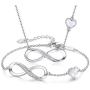 CDE 925 Sterling Silver Necklace Bracelet One Sets Infinity Heart Symbol Charm Endless Love Women Pendant Embellished with Crystal Christmas Jewelry Gift Birthday Gift for Mom Women Wife Girls Her