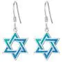 FANCIME Hanukkah Sterling Silver Created Blue Opal Star Necklace/Dangle Earrings/Bracelet Charm Danity October Birthstone Fine Jewelry for Women