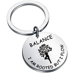 Gzrlyf Yoga Keychain Meditation Gifts for Yoga Lovers Yoga Instructor Yogi Gifts I am Rooted but I Flow