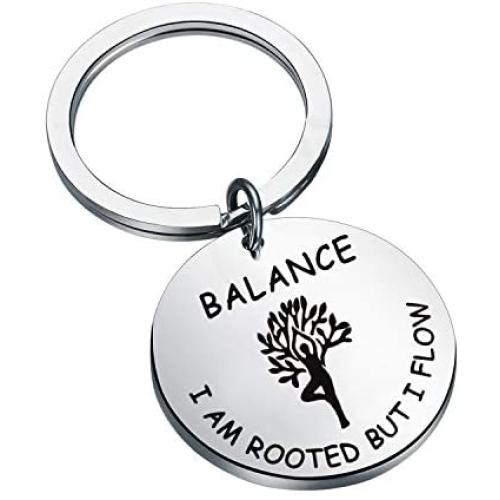 Gzrlyf Yoga Keychain Meditation Gifts for Yoga Lovers Yoga Instructor Yogi Gifts I am Rooted but I Flow