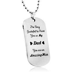 LITTONE Dad Mum to Son Inspirational Mens Jewelry Dogtag Pendant Necklace Military Stainless Steel Dog tag Love Boy Girl Gifts