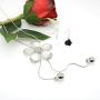 White Crystal Pendant Necklace Long Sweater Necklace Fashion Jewelry for Women Girls (5 Petals Flower Necklace)