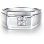 BONLAVIE 10mm 925 Sterling Silver Mens Wedding Ring Round Cut Cubic Zirconia Engagement Ring for Men Comfort Fit Wedding Band Size 7-13