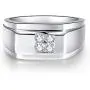 BONLAVIE 10mm 925 Sterling Silver Mens Wedding Ring Round Cut Cubic Zirconia Engagement Ring for Men Comfort Fit Wedding Band Size 7-13