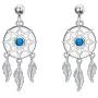EVER FAITH Womens 925 Sterling Silver Turquoise Good Luck Charm Hope Dream Catcher Feather Dangle Earrings