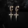 TOPGRILLZ Dangle Drop 925 Sterling Silver 3 Row Diamond Cross Hoop Earrings For Men Women CZ stone Hiphop Style Fashion Jewelry