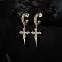 TOPGRILLZ Dangle Drop 925 Sterling Silver 3 Row Diamond Cross Hoop Earrings For Men Women CZ stone Hiphop Style Fashion Jewelry