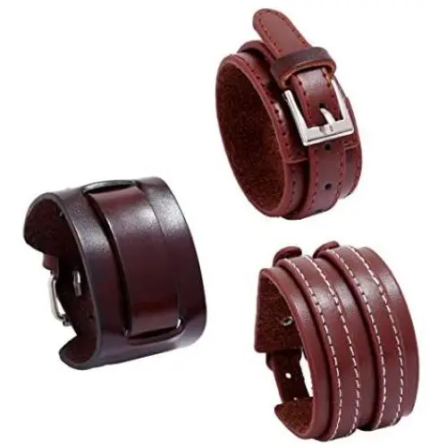 COLORFUL BLING 3Pcs Handmade Punk Layered PU Leather Bracelet for Men Women Biker Cuff Wrap Bangle Wristband Cool Biker Wrist Jewelry COLORFUL BLING 3Pcs Handmade Punk Layered PU Leather Bracelet for Men Women Biker Cuff Wrap Bangle Wristband Cool Biker Wrist Jewelry