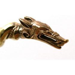LynnAround Bronze Norse Viking Mjolnir Wolf Head Twisted Cable Bangle Cuff Bracelet Arm Ring Pagan Jewelry