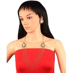 Touchstone Indian Bollywood Handcrafted Traditional Royal Mughal Kundan Polki Meenakari Enamel Colorful Wedding Designer Jewelry Long Necklace Set in Gold and Silver Tone for Women.