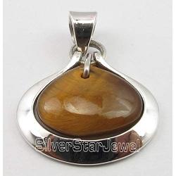 SilverStarJewel 925 Sterling Silver Tigers Eye Pendant 1.1'' Low Price