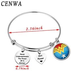 CENWA Girl Power Jewelry Never Underestimate The Power of a Woman Bracelet Wonder Woman Inspired Jewelry