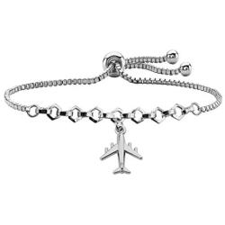 FUSTYLE Airplane Necklace Aircraft Pendant Flight Attendant Jewelry Pilot Gifts for Aviation Traveler (Bracelet)