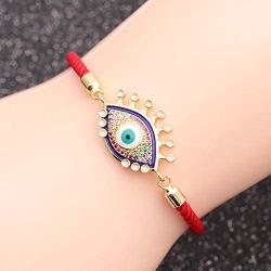 GOODYRZJ Evil Eye Bracelet, Red Bracelet for Protection Hamsa Bracelet Amulet Cubic Zirconia Adjustable Jewelry for Women Mal De Ojo Bracelets Pulseras Rojas De Protección