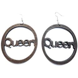 Teris Boutique Queen Wood Engrave Oval Shape African American Natural Women Fashion Jewelry Dangle Earrings