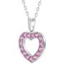 925 Sterling Silver Pink CZ Open Heart Pendant Necklace Girl Teens 19'' 925 Sterling Silver Pink CZ Open Heart Pendant Necklace Girl Teens 19''