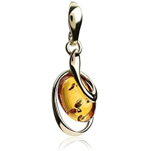 Amber Sterling Silver Oval Pendant