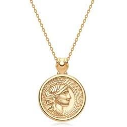 GDCOIN Coin Necklace for Women Gold Round Medal Carved Patterned 14K Gold Plated Simple Personalized Vintage Jewelry