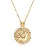 GDCOIN Coin Necklace for Women Gold Round Medal Carved Patterned 14K Gold Plated Simple Personalized Vintage Jewelry