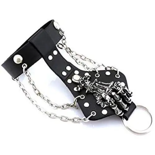 Xusamss Punk Rock Alloy Skull Hand Rivet Chain Cuff Bracelet,7''-8'' Xusamss Punk Rock Alloy Skull Hand Rivet Chain Cuff Bracelet,7''-8''