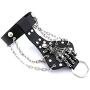 Xusamss Punk Rock Alloy Skull Hand Rivet Chain Cuff Bracelet,7''-8''