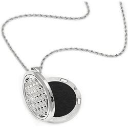 Unisex Essential Oil Diffuser Necklace – Aromatherapy Jewelry - Hypoallergenic 316L Surgical Grade Stainless Steel, 24” Rope Chain + 9 Washable Insert Pads