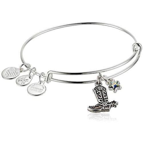 Alex and Ani Cowboy Boot Duo Charm EWB, SS, Shiny Silver