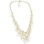AeraVida Waterfall of Cultured Freshwater White Pearl-Fashion Crystal on Gold Silk Thread Collar Necklace