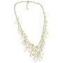 AeraVida Waterfall of Cultured Freshwater White Pearl-Fashion Crystal on Gold Silk Thread Collar Necklace