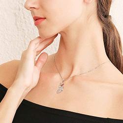 Sterling Silver Rose Flower Necklace,Earrings,Rose Gold I Love You Forever Rose Heart Jewelry Gifts for Women Her