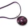 SUVANI Handmade Glass Jewelry Abstract Art Black Pink Purple Round Pendant Necklace 18'' SUVANI Handmade Glass Jewelry Abstract Art Black Pink Purple Round Pendant Necklace 18''