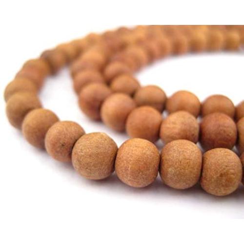 6mm Sandalwood Mala Beads: Fragrant Aromatic Wooden Meditation Beads for Yoga, Jewelry, Necklace, Chanting Genuine Nepal Product The Bead Chest