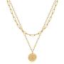 Turandoss Gold Necklaces for Women - 14K Gold Plated Lock Evil Eye Medallion Vintage Coin Necklace Bee Sun Moon Shell Gold Chain Necklace Layered Paperclip Chain Necklaces for Women Jewelry Gifts