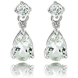 Sterling Silver Genuine, Created or Simulated Gemstone Teardrop Dangle Earrings