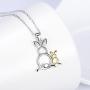 POTOPYY 925 Sterling Silver Animal Pendant Necklace Rabbit/Elephant/Penguin Jewelry Gifts for Women Mother
