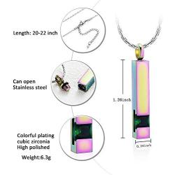 constantlife Cremation Jewelry Crystal Birthstone Urn Pendant Cube Memorial Necklaces for Ashes Keepsake Custom Engraving