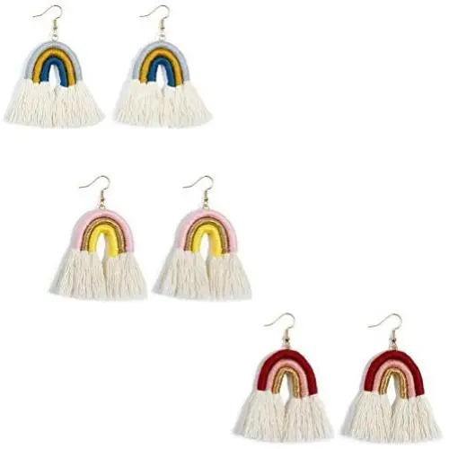3 Pairs Colorful Layered Tassel Earrings Set Rainbow Trendy Bohemian 3 Tier Fringe Statement Dangle Drop Earrings Dainty handmade Braid Earring Set for Women Girls Jewelry 3 Pairs Colorful Layered Tassel Earrings Set Rainbow Trendy Bohemian 3 Tier Fringe Statement Dangle Drop Earrings Dainty handmade Braid Earring Set for Women Girls Jewelry