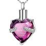 XIUDA Birthstone Crystal Urn Necklace Heart Memorial Keepsake Pendant Ash Holder Cremation Jewelry for Ashes