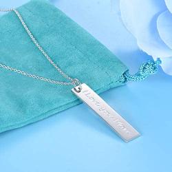 EPIRORA Mothers Birthday Gift S925 Sterling Silver Necklace I Love You Mom Vertical Bar Pendant Mom Jewelry from Daughter Son Kids