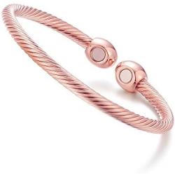 Elegant Magnetic Bracelet Copper Therapy Magnets Bangle for Arthritis Pain for Women Men Gifts for Fathers Day (Rose Gold)