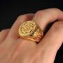 Gungneer Goldtone Anchor Navy Ring Stainless Steel Eagle Pattern Millitary Jewelry Power Gift Accessory for Mens Womens
