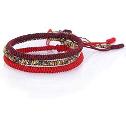 MENGLINA Men Women Chinese Lucky Red String Bracelet Tibetan Buddhist Prayer Handmade Yoga Prayer Rope Mala Bracelet Adjustable Size