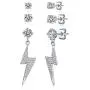 3 Pairs Small Lightning Bolt Dangle Earring Sets-White Gold Plated Round Cubic Zirconia Stud Earrings Hypoallergenic Jewelry for Women 3 Pairs Small Lightning Bolt Dangle Earring Sets-White Gold Plated Round Cubic Zirconia Stud Earrings Hypoallergenic Jewelry for Women
