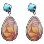 KaFu Bohemia Vintage Lady Water Drop Sunflower Earrings Faux Turquoise Inlaid Jewelry Drop Earrings for women and girls - Brown
