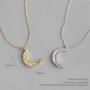 Dtja Boho Moon Necklace for Women Girls Sterling Silver Simple Delicate Crescent Half Moon Phase Karma Choker Pendant Necklace Adjustable Chain Handmade Hammered Jewelry