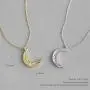 Dtja Boho Moon Necklace for Women Girls Sterling Silver Simple Delicate Crescent Half Moon Phase Karma Choker Pendant Necklace Adjustable Chain Handmade Hammered Jewelry