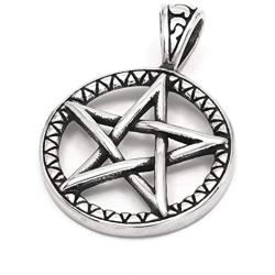 Gungneer Wicca Star Necklace Pendant Stainless Steel Pagan Jewelry Pentacle Strength Power Talisman for Men Women